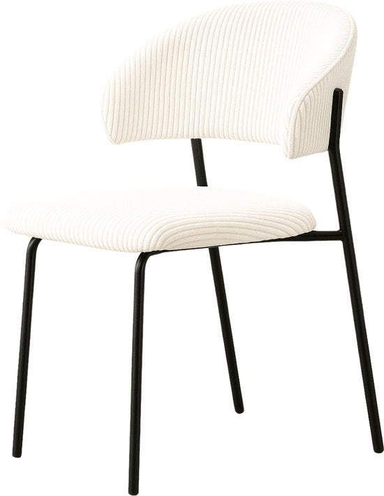 Linea – Moderne Eetkamerstoel in Ribstof Crème