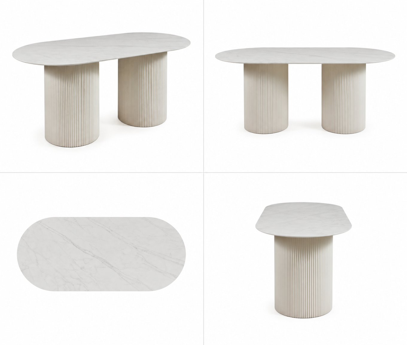 Erona - Oval Dining Table with Ribbed Column Legs