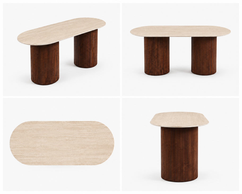 Erona - Oval Dining Table with Ribbed Column Legs