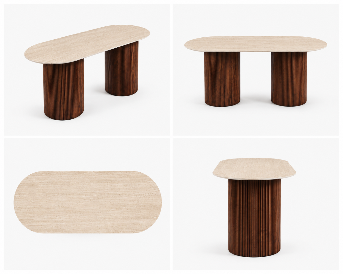 Erona - Oval Dining Table with Ribbed Column Legs