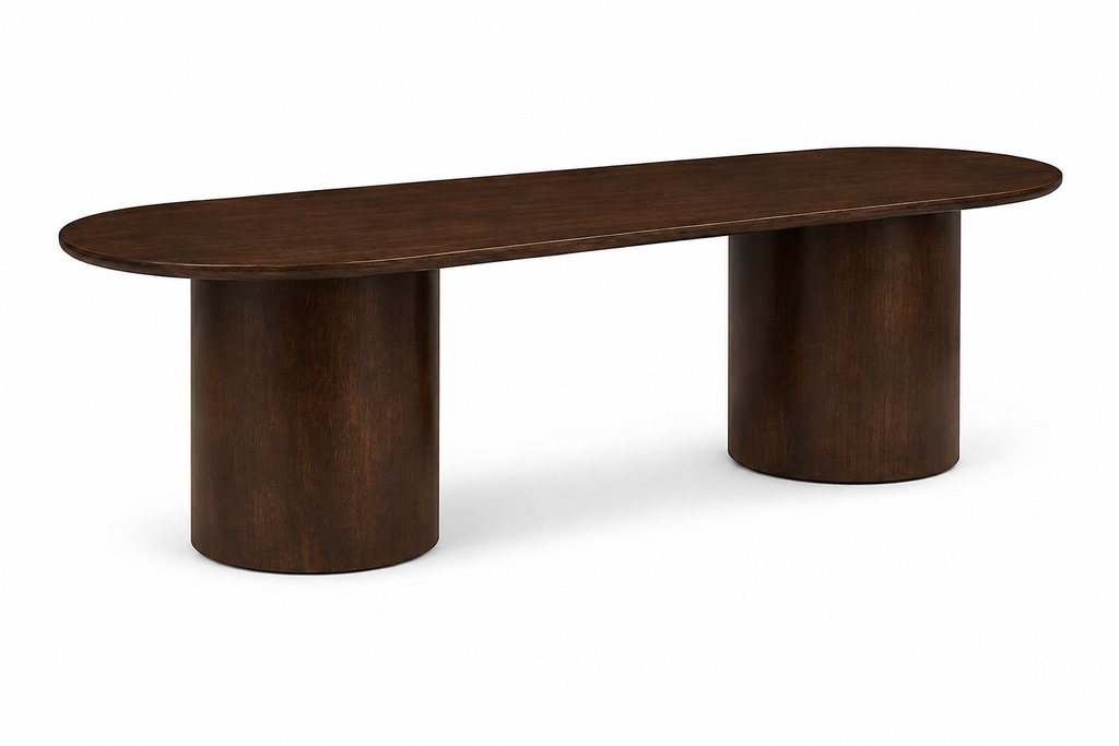 ORGANIC (SILK GLOSS) DT 220 × 110 OVAL WHITE – Luxury Oval Dining Table with 2 Legs 