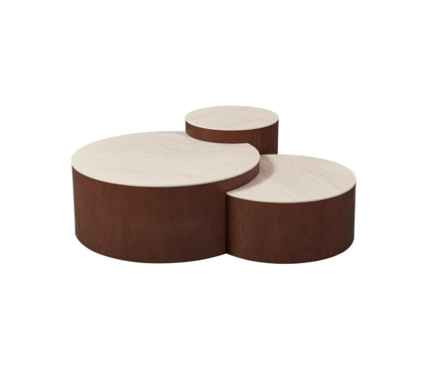 Aqua CT Brown – Set van 3 Salontafels – Beige Keramisch Blad