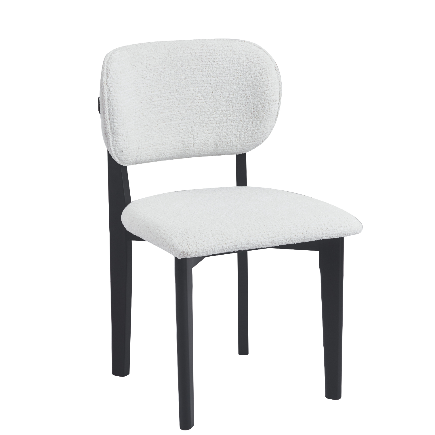 Retro Designstoel – Bouclé Stof Houten Onderstel (Crème, Zwart of Bruin)