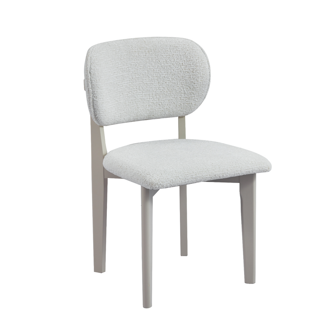 Retro Designstoel – Bouclé Stof Houten Onderstel (Crème, Zwart of Bruin)