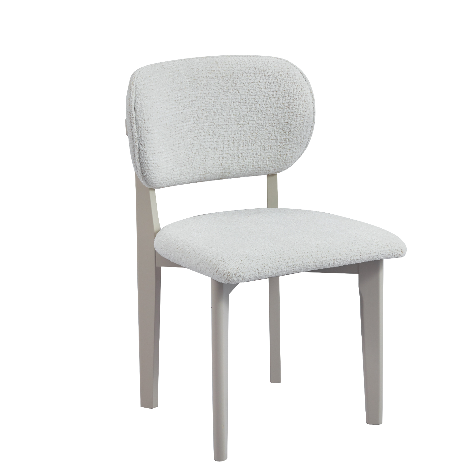 Retro Designstoel – Bouclé Stof Houten Onderstel (Crème, Zwart of Bruin)