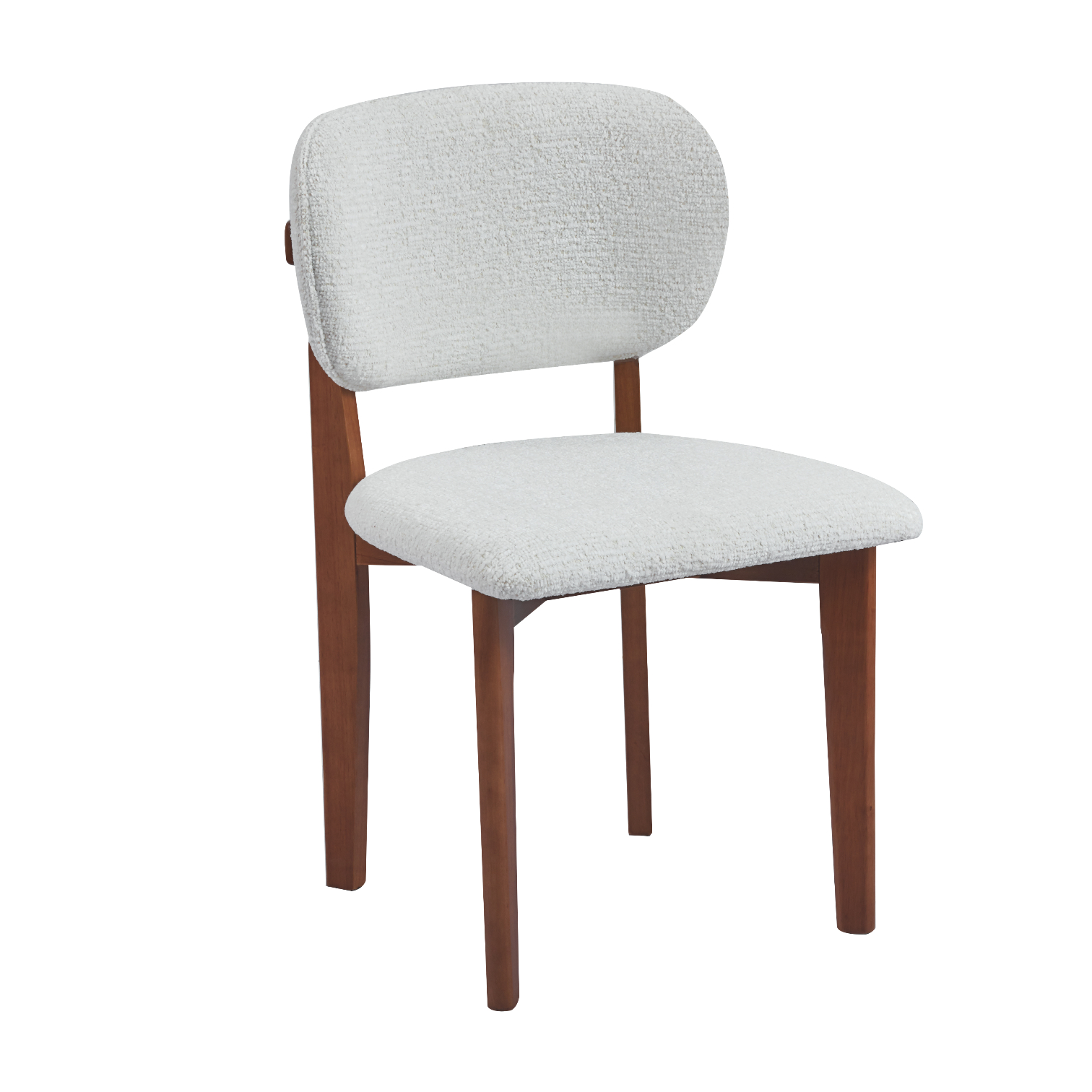 Retro Designstoel – Bouclé Stof Houten Onderstel (Crème, Zwart of Bruin)