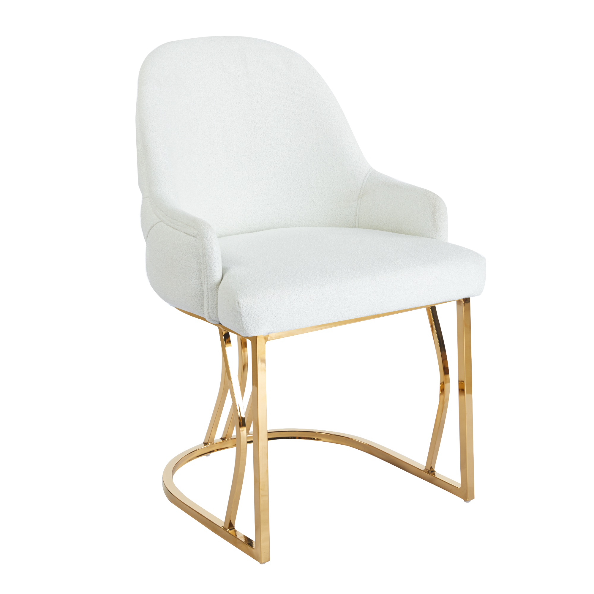 Giovanna | Luxe Bouclé Eetkamerstoel met Verchroomd of Goudkleurig Onderstel