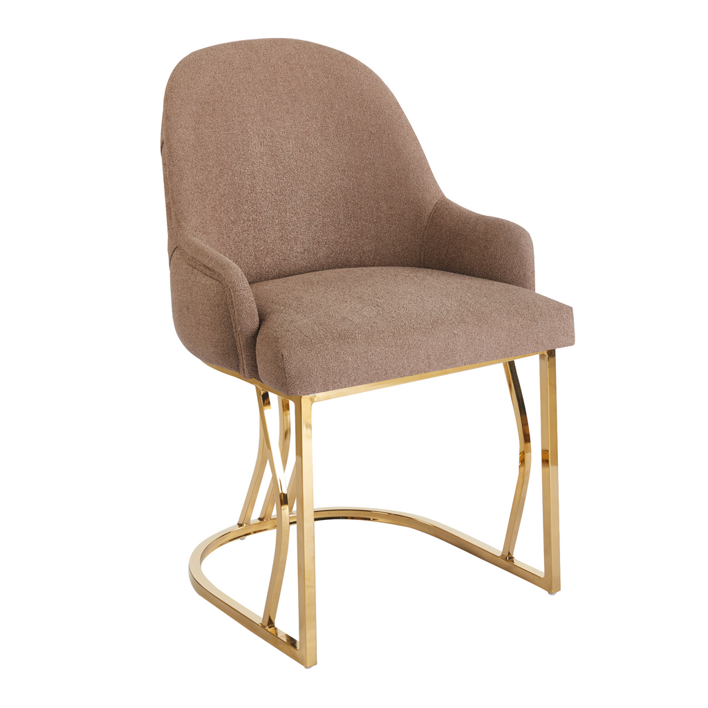 Giovanna | Luxe Bouclé Eetkamerstoel met Verchroomd of Goudkleurig Onderstel