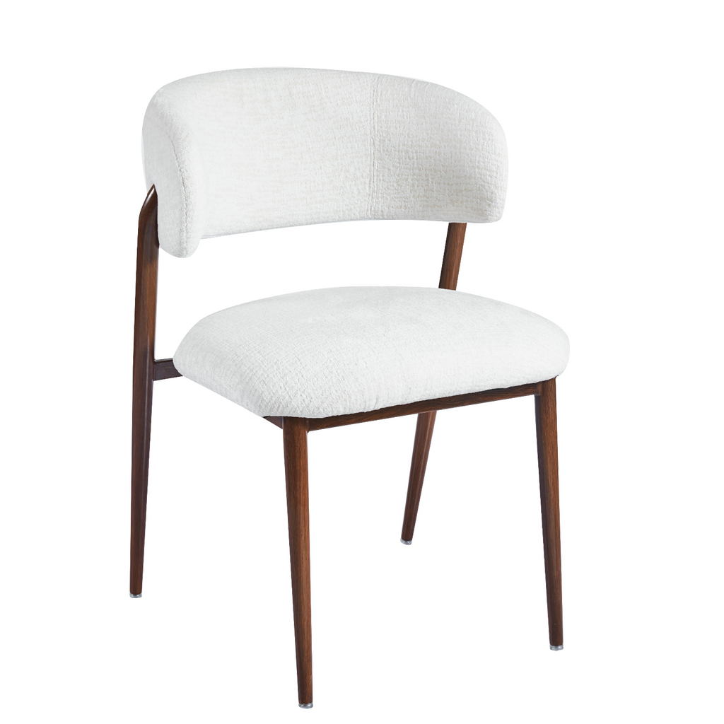Liorra | Minimalistische eetkamerstoel met gebogen rugleuning en houten poten