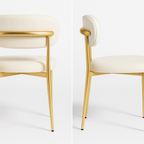 Elegante Designstoel – Bouclé Crème met Gouden Frame