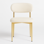 Elegante Designstoel – Bouclé Crème met Gouden Frame
