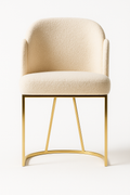 Bouclé Designstoel – Crèmekleurig met Gouden Onderstel