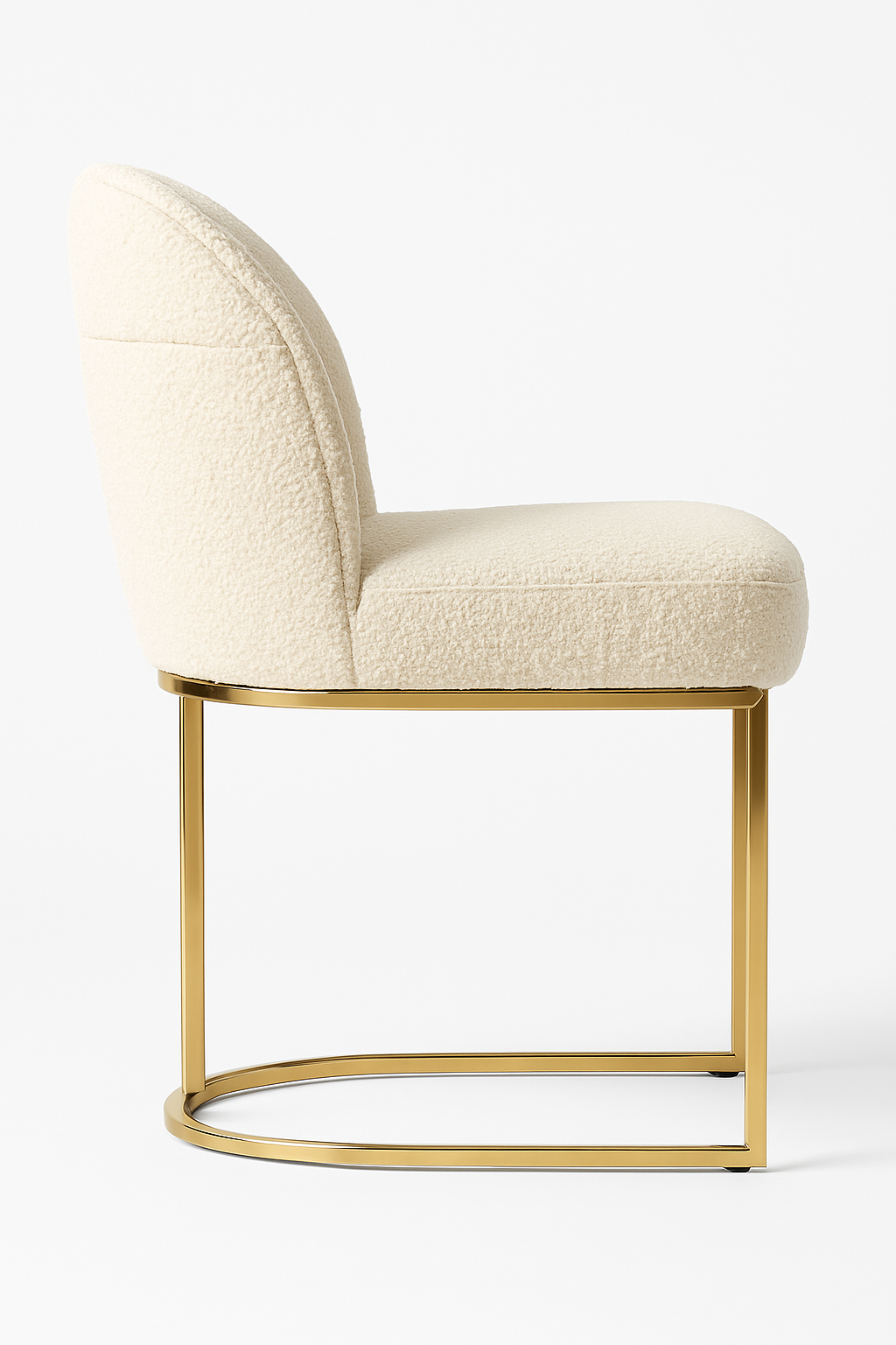 Bouclé Designstoel – Crèmekleurig met Gouden Onderstel