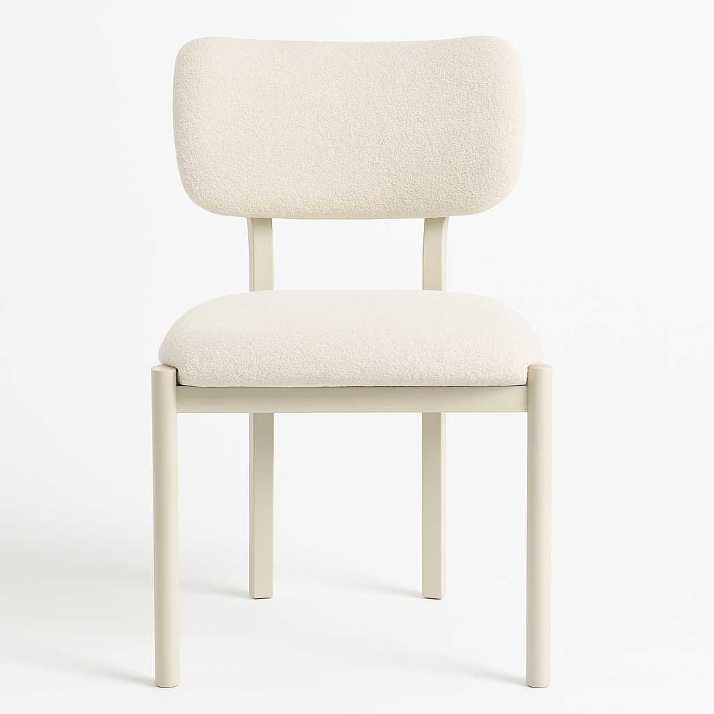 Eno | Bouclé Stoel met Crèmekleurig Frame