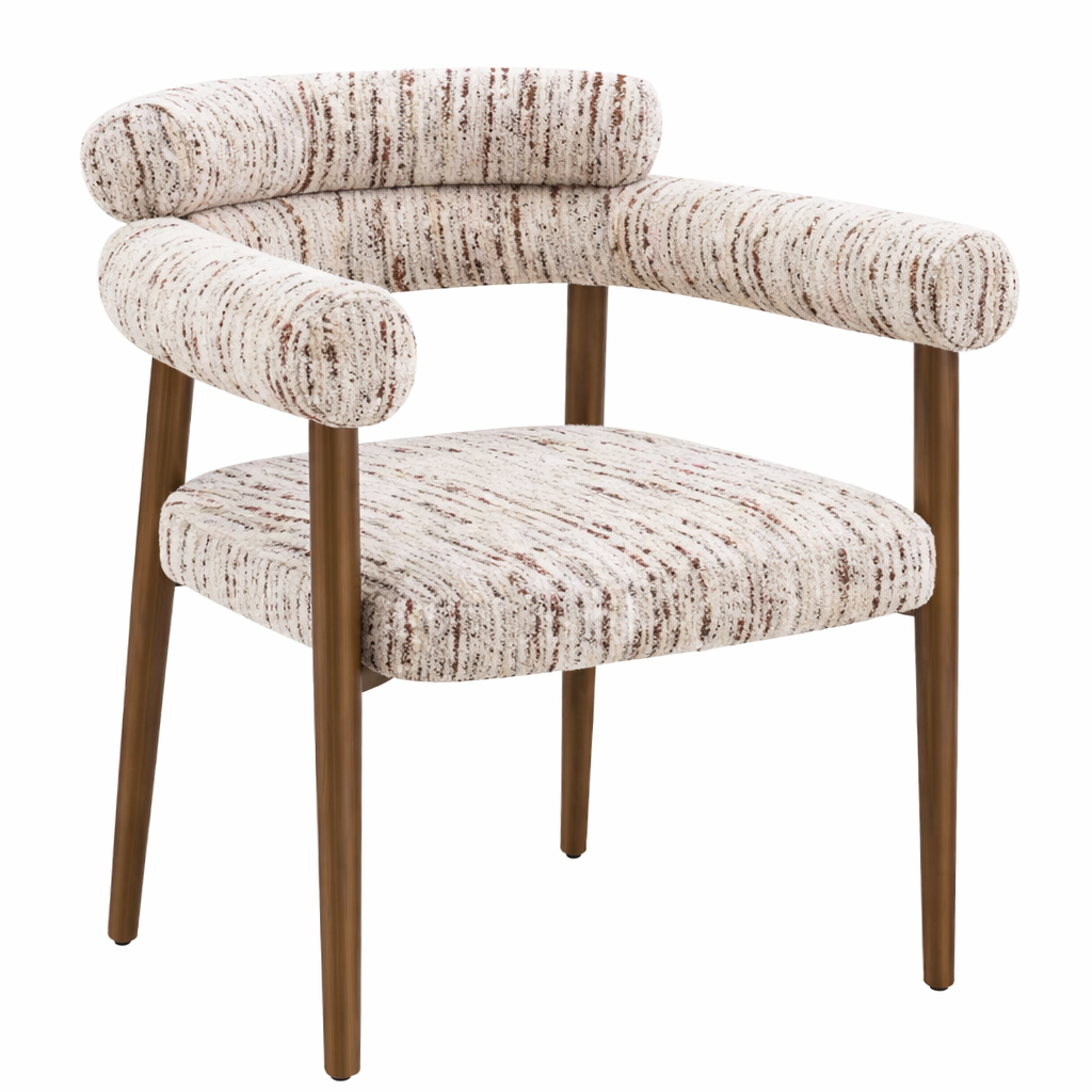 Valeri Armstoel – Luxe Textuur met Warme Houten Details