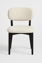Retro Designstoel – Bouclé Stof Houten Onderstel (Crème, Zwart of Bruin)
