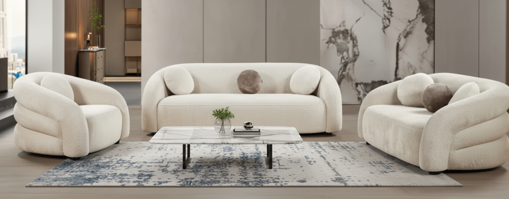 Nomea – Luxe Lounge Set in Crèmekleurige Bouclé