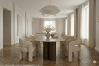 Luxe Eettafel Oslo met marmeren travertine top