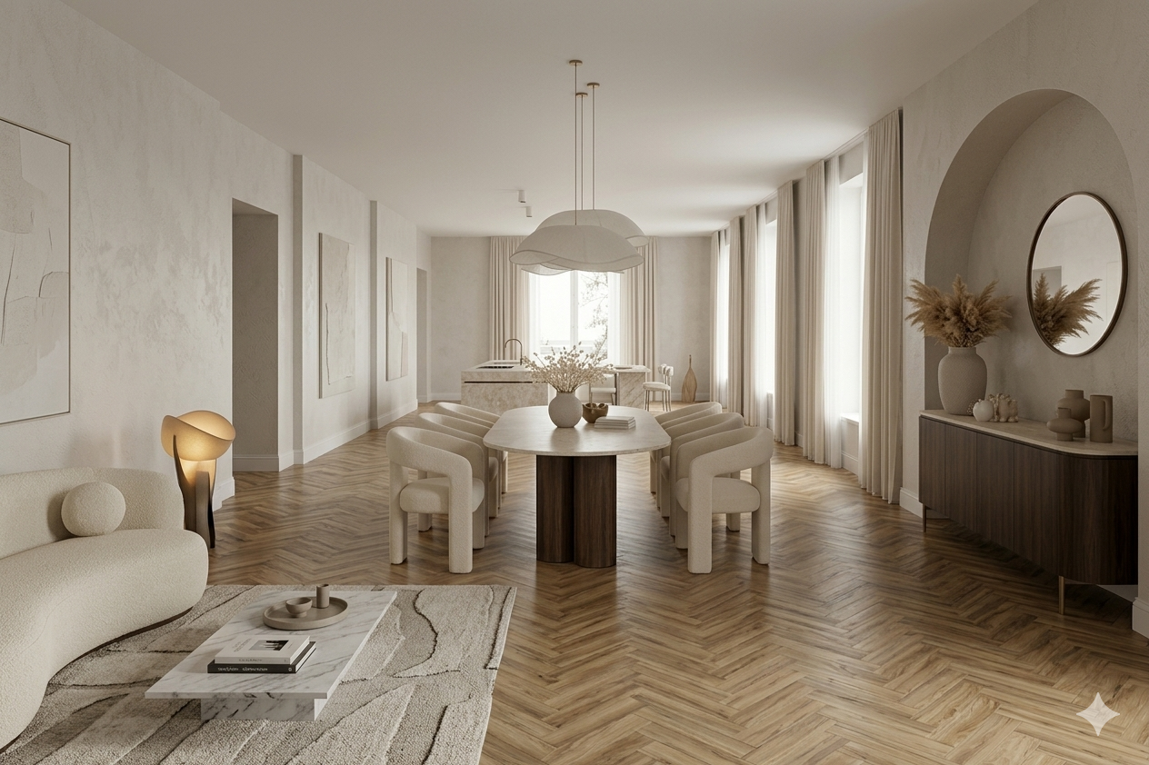 Luxe Eettafel Oslo met marmeren travertine top
