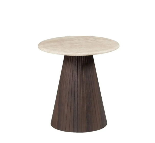 KIMBERLY BROWN ET 55 Ø – Stijlvolle Ronde Bijzettafel met Luxe Marmerlook