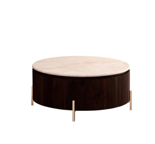 FOSTER BROWN CT 100 Ø – Stijlvolle Ronde Salontafel met Luxe Afwerking
