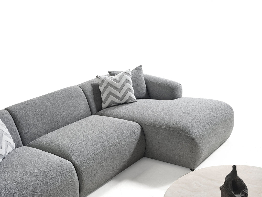 Porto Hoekbank – 290 x 70 x 140 cm – Moderne Bouclé in Zachtgrijs