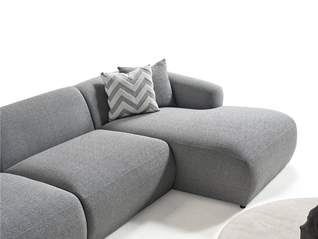 Porto Hoekbank – 290 x 70 x 140 cm – Moderne Bouclé in Zachtgrijs