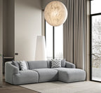 Porto Hoekbank – 290 x 70 x 140 cm – Moderne Bouclé in Zachtgrijs