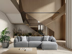Porto Hoekbank – 290 x 70 x 140 cm – Moderne Bouclé in Zachtgrijs