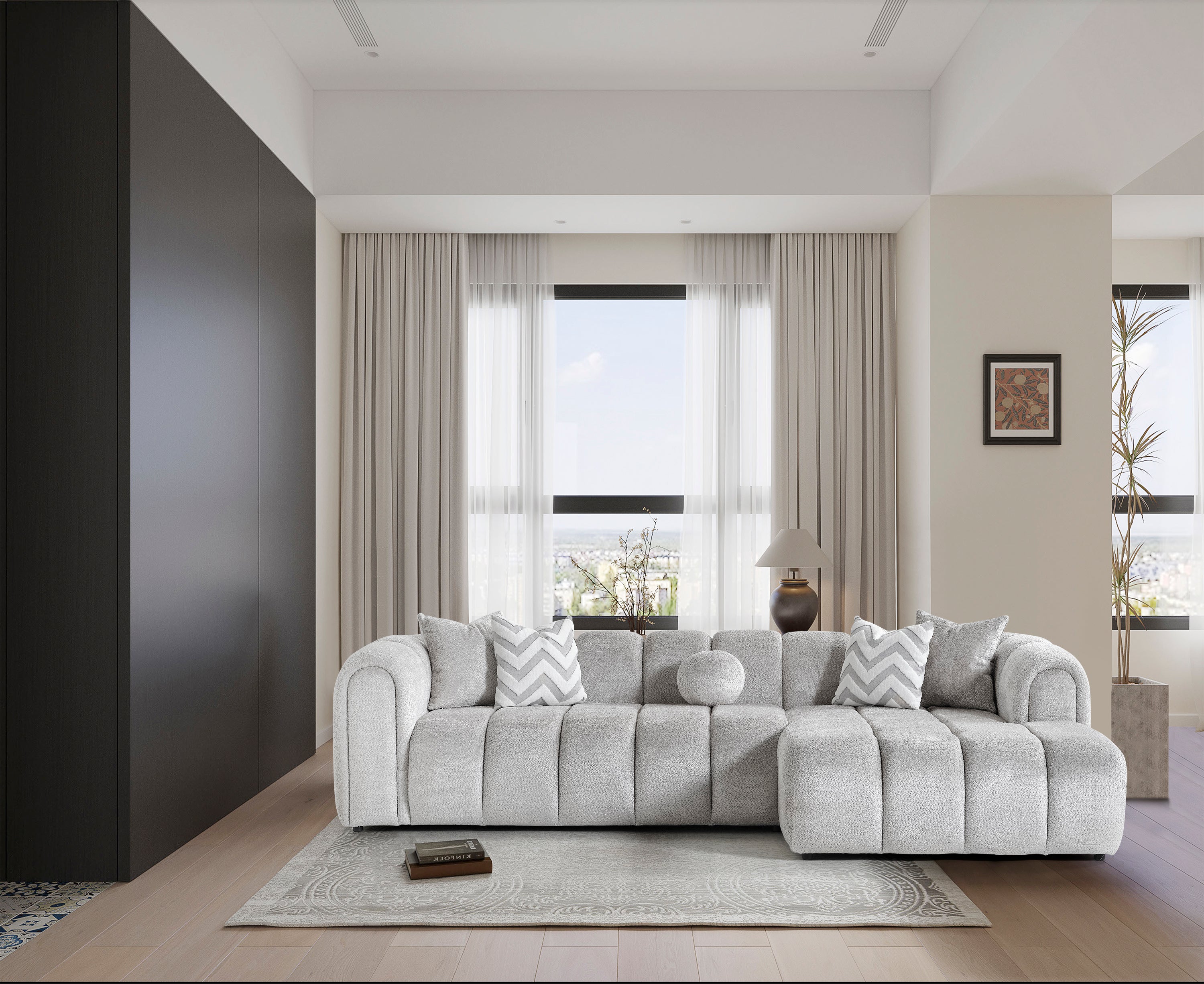 Luxe Hoekbank – 290 x 160 cm – Modern Design in Bouclé Stof