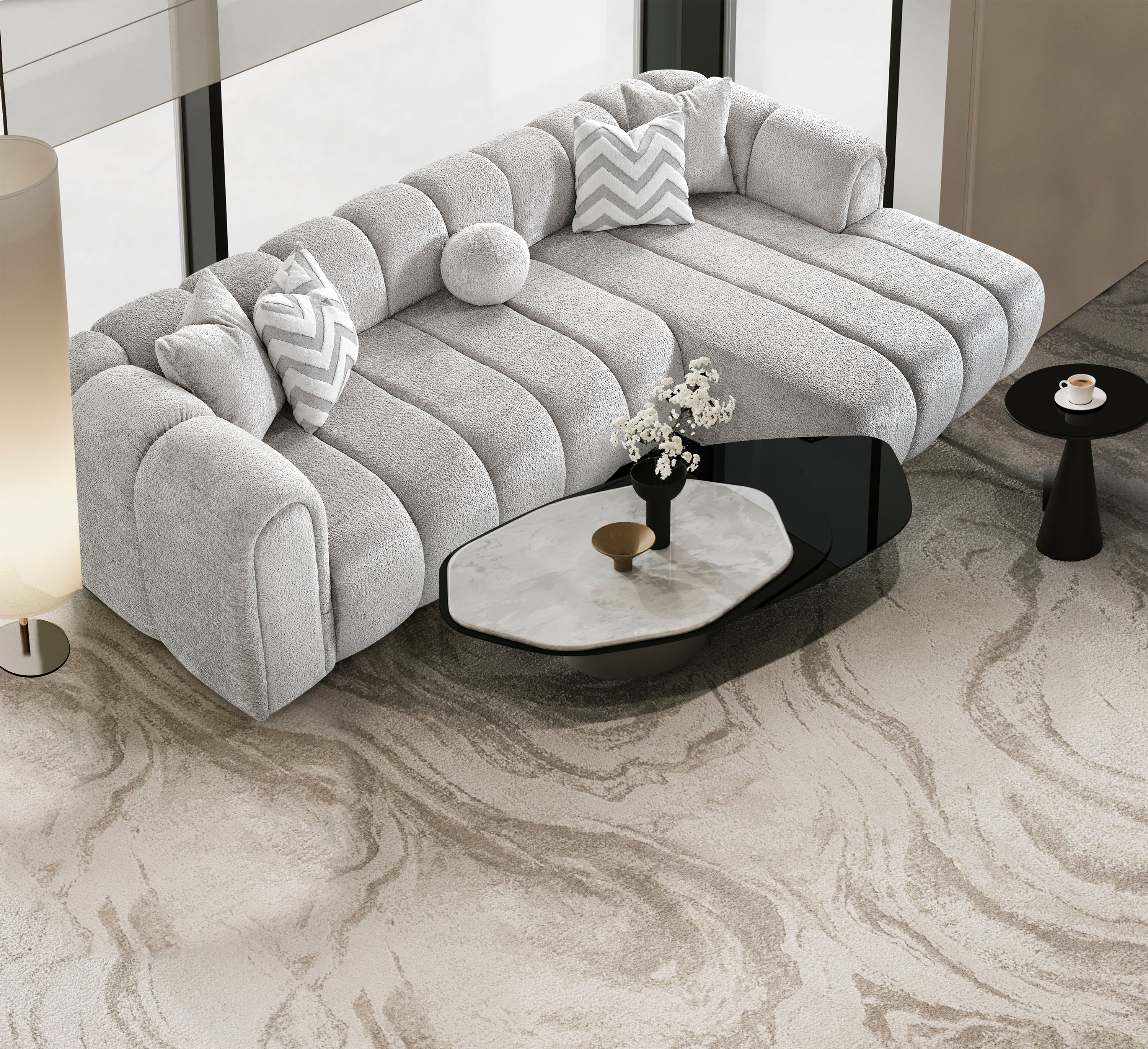 Luxe Hoekbank – 290 x 160 cm – Modern Design in Bouclé Stof