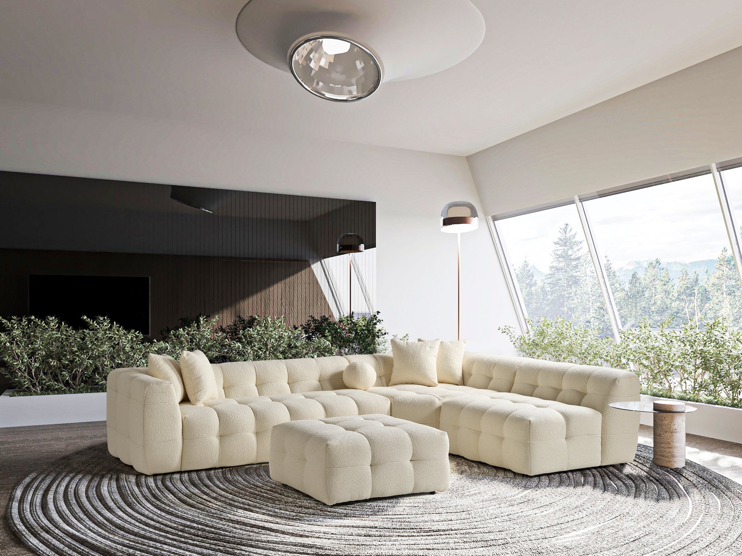 Amsterdam Hoekbank – 290 x 275 cm – Crèmekleurige Bouclé Luxe