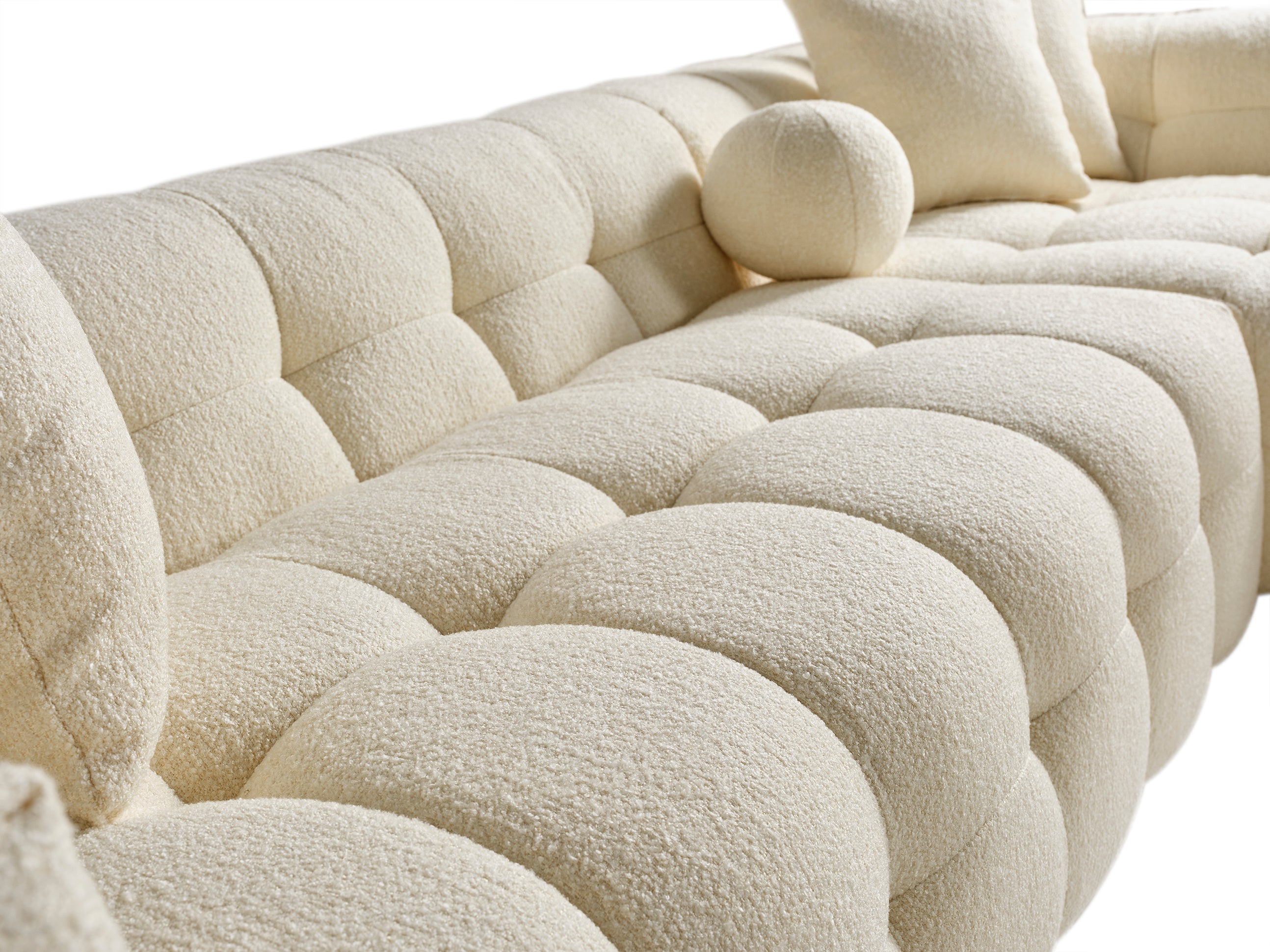 Amsterdam Hoekbank – 290 x 275 cm – Crèmekleurige Bouclé Luxe