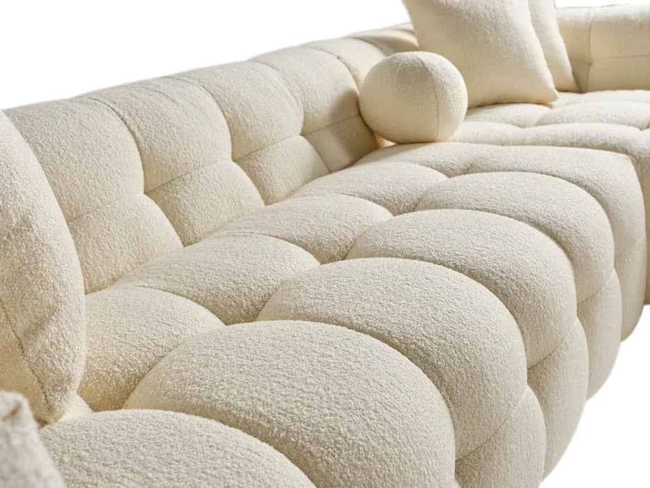 Amsterdam Hoekbank – 290 x 275 cm – Crèmekleurige Bouclé Luxe