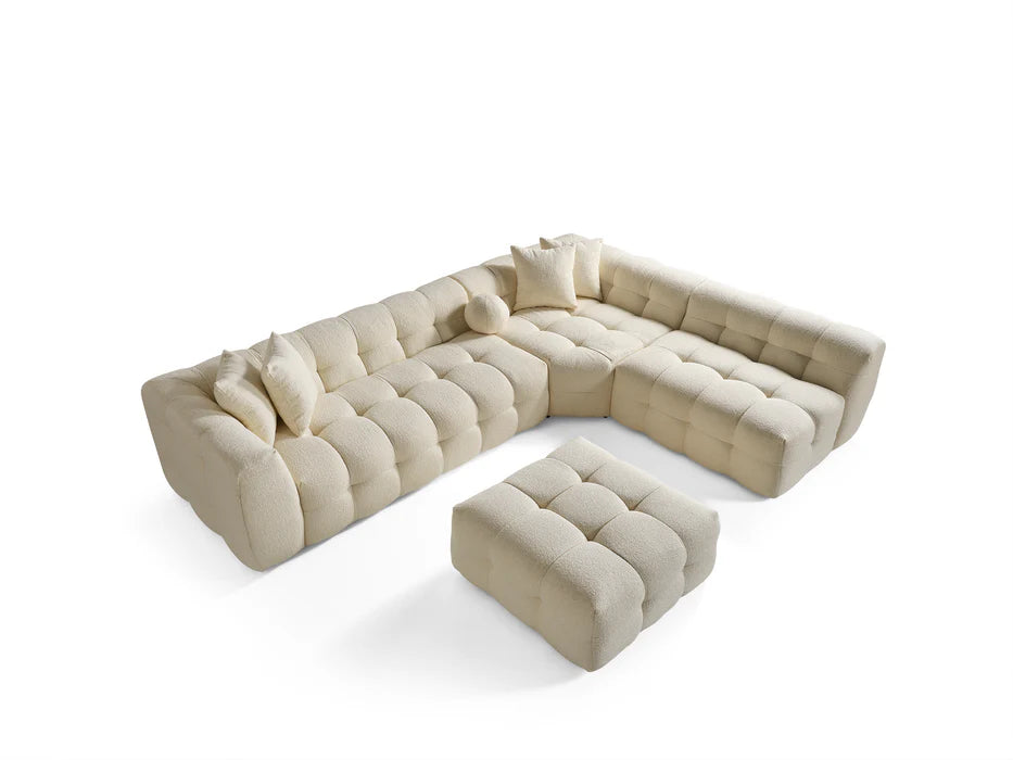 Amsterdam Hoekbank – 290 x 275 cm – Crèmekleurige Bouclé Luxe