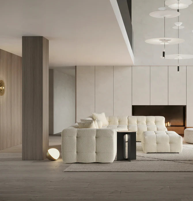 Amsterdam Hoekbank – 290 x 275 cm – Crèmekleurige Bouclé Luxe