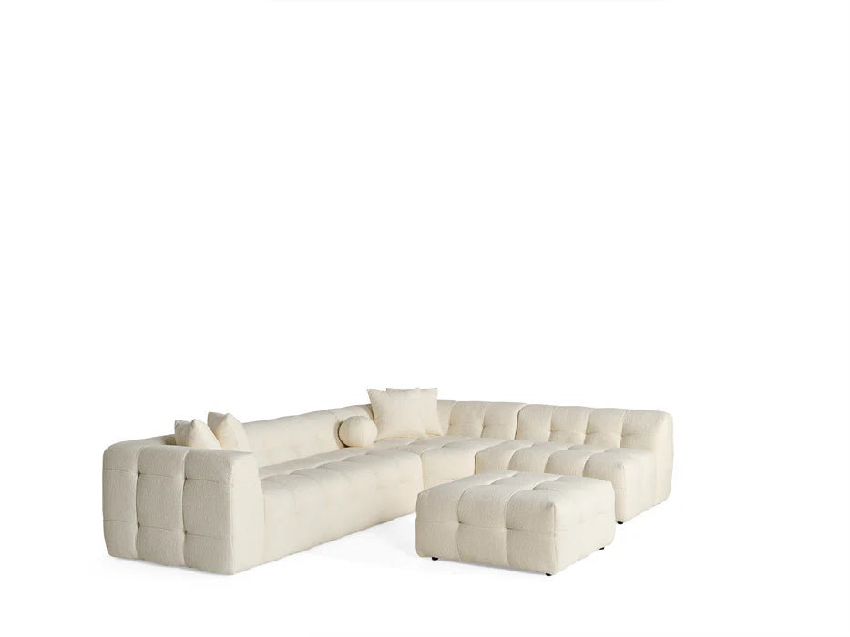 Amsterdam Hoekbank – 290 x 275 cm – Crèmekleurige Bouclé Luxe