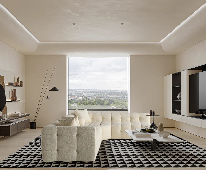 Amsterdam Hoekbank – 290 x 275 cm – Crèmekleurige Bouclé Luxe