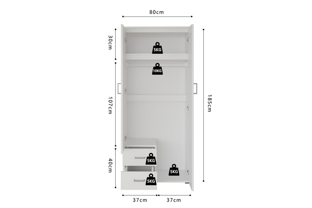 Kledingkast Urban 80 cm - 3 Varianten