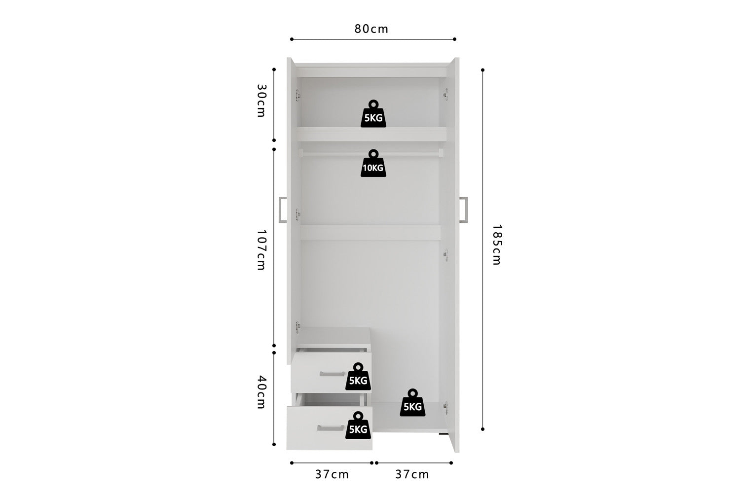 Kledingkast Urban 80 cm - 3 Varianten