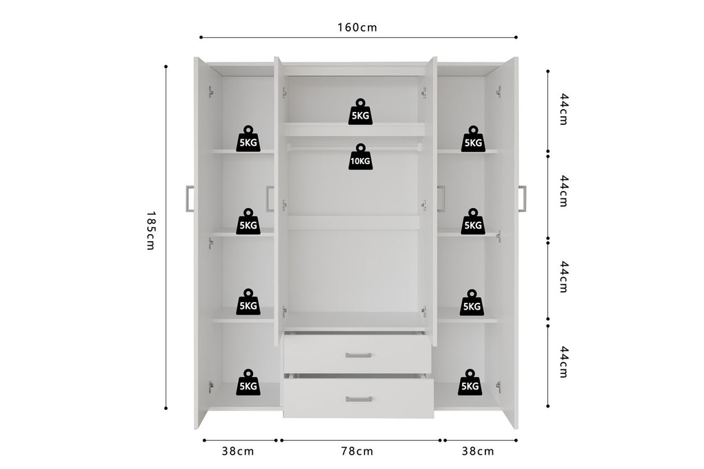Kledingkast Urban 160 cm - 3 Varianten
