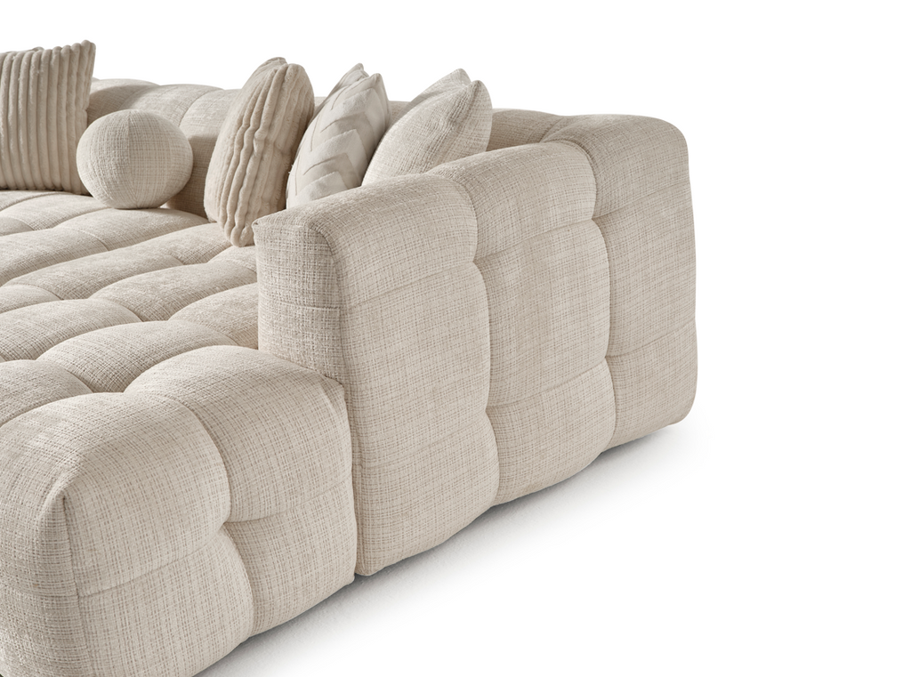 Amsterdam Corner – 280 x 69 x 160 cm – Luxe Hoekbank in Licht Linnenlook