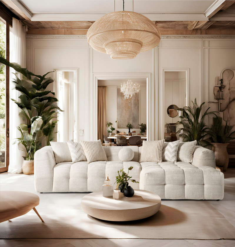 Amsterdam Corner – 280 x 69 x 160 cm – Luxe Hoekbank in Licht Linnenlook