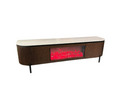 Aqua TT Brown – TV-Meubel met Haard 200x50x55 cm – Beige Keramisch Blad