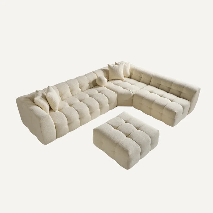 Amsterdam Hoekbank – 290 x 275 cm – Crèmekleurige Bouclé Luxe
