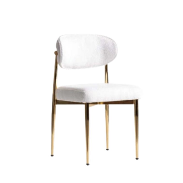 Designstoel Prestige Angers – Wit Bouclé Goude poten