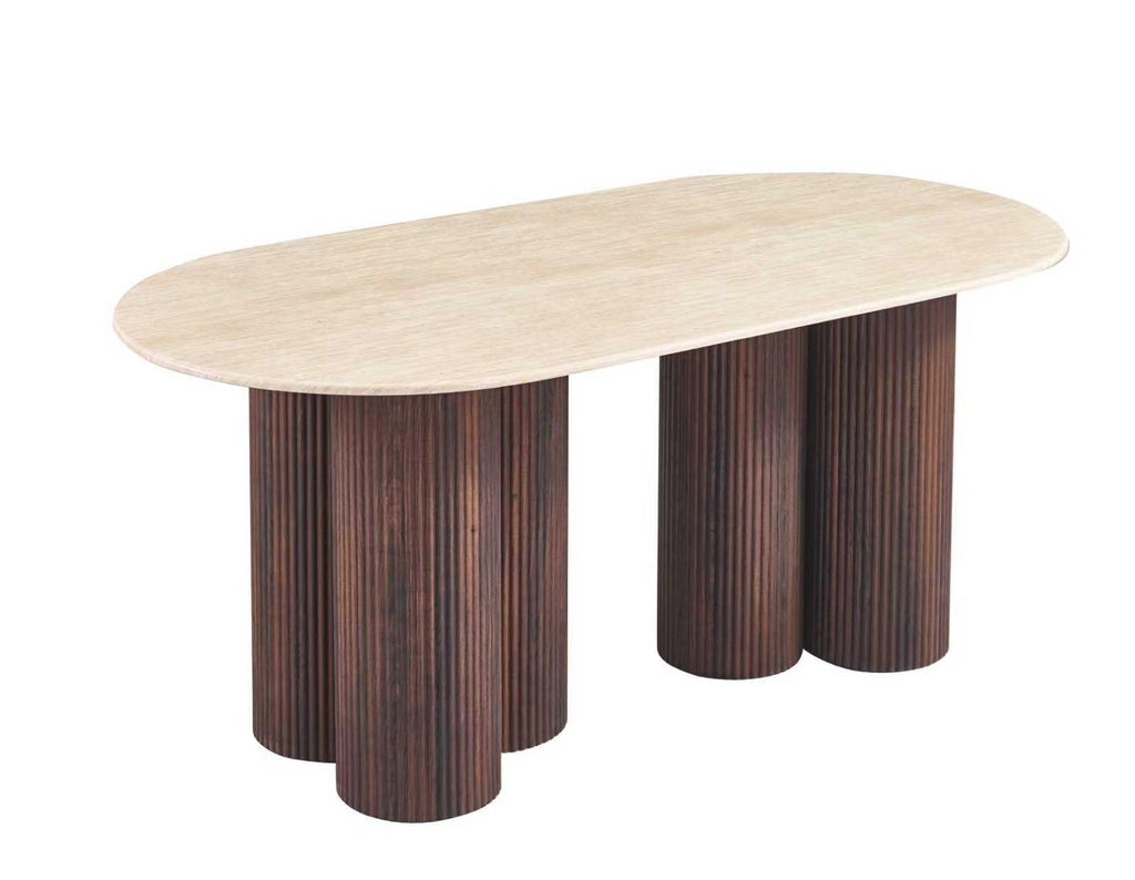Luxe Eettafel Oslo met marmeren travertine top