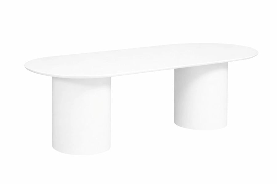 ORGANIC (SILK GLOSS) DT 220 × 110 OVAL WHITE – Luxury Oval Dining Table with 2 Legs 