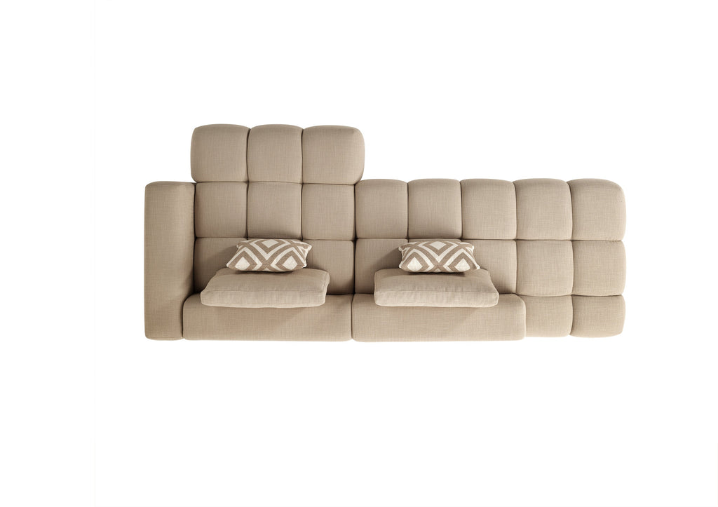 Paris Modulaire Lounge Sofa – 330 x 62 x 150 cm – Beige Structuurstof met Blokdesign