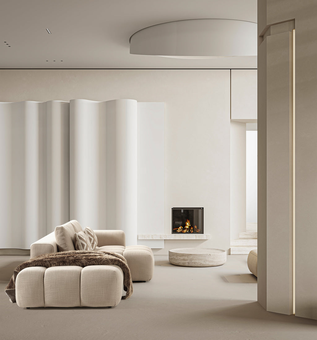 Paris Modulaire Lounge Sofa – 330 x 62 x 150 cm – Beige Structuurstof met Blokdesign